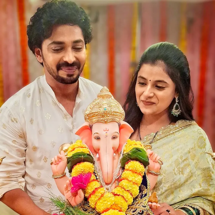 Jui Gogri celebrating Ganesh Chaturthi in a typical Maharashtrian Style